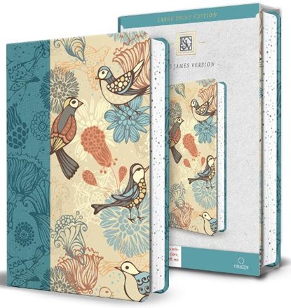 KJV Holy Bible, Large Print Medium Format, Blue with Birds Faux Leather W/ Ribbon Marker, Red Letter, King James Version - Paperback - 9798890984654