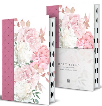 KJV Holy Bible, Giant Print Large Format, Hardcover Pink with Flowers with Ribbon Marker, Red Letter, and Thumb Index, King James Version - Gebonden - 9798890985095
