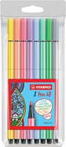 Pen 68, premium viltstift, etui met 8 pastel kleuren - STABILO - 4006381507882