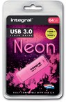 Integral Neon USB 3.0 stick, 64 GB, roze - Integral - 5055288428034