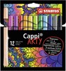 Cappi, viltstift, nooit meer je dop kwijt dankzij de dopring, ARTY etui met 12 kleuren - STABILO - 4006381559195