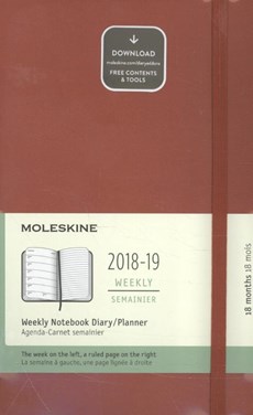 Moleskine Wochen Notizkalender, 18 Monate, 2018/2019 Large/A5, Hard Cover, Scharlachrot