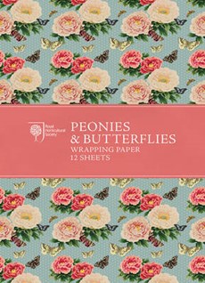 Rhs peonies and butterflies wrapping paper