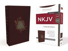 NKJV, Thinline Bible, Leathersoft, Burgundy, Red Letter, Comfort Print