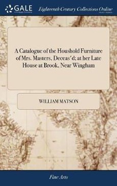 A Catalogue of the Houshold Furniture of Mrs. Masters, Deceas'd; at her Late House at Brook, Near Wingham