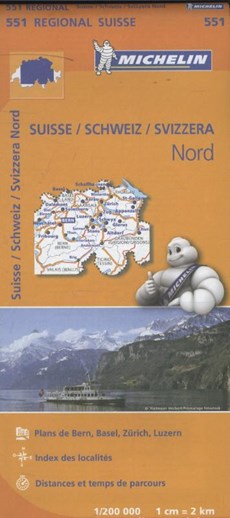 Michelin 551 Zwitserland Noord wegenkaart 1:200.000 