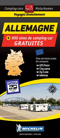 Germany Motorhome Stopovers - Allemagne aires gratuites 1:750.000 Michelin Camper stopplaatsen Duitsland Trailer's Park kaart 