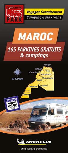 Morocco Motorhome Stopovers - Maroc aires gratuites 1:1m Michelin Camper stopplaatsen Trailer's Park kaart 