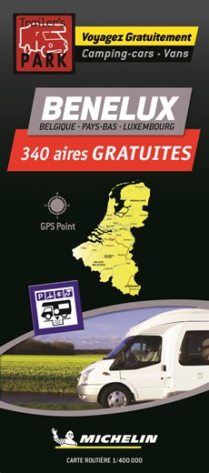 Benelux Motorhome Stopovers  - Benelux aires gratuites 1:400.000 Michelin Camper stopplaatsen Trailer's Park kaart 