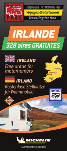 Ireland Motorhome Stopovers - Irlande aires gratuites 1:400.000 Michelin Camper stopplaatsen Trailer's Park kaart 