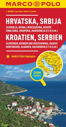 Marco Polo Wegenkaart Kroatie, Servië, Bosnië, Slovenië, Kosovo, Montenegro, Albanië, Macedonië