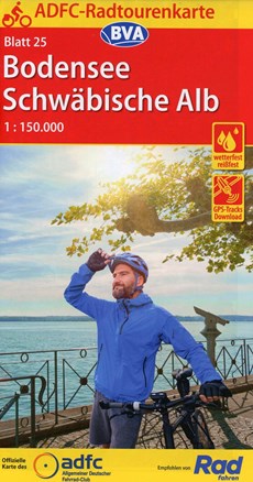 ADFC-Radtourenkarte 25 Bodensee Schwäbische Alb 1:150.000, reiß- und wetterfest, E-Bike geeignet, GPS-Tracks Download