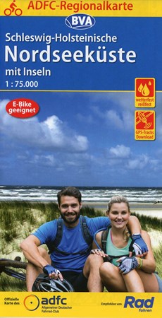 ADFC-Regionalkarte Schleswig-Holsteinische Nordseeküste mit Inseln, 1:75.000, mit Tagestourenvorschlägen, reiß- und wetterfest, E-Bike-geeignet, GPS-Tracks Download