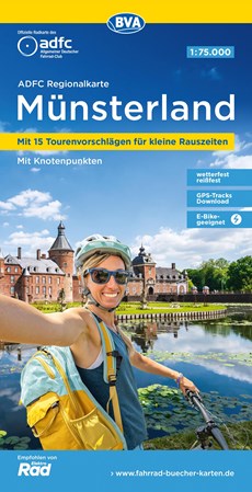 ADFC-Regionalkarte Münsterland, 1:75.000, mit Tagestourenvorschlägen, reiß- und wetterfest, E-Bike-geeignet, mit Knotenpunkten, GPS-Tracks-Download