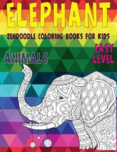 Zendoodle Coloring Books for Kids - Animals - Easy Level - Elephant