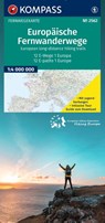KOMPASS Fernwegekarte Europäische Fernwanderwege, 12 E-Wege - 1 Kontinent 1:4 Mio. -  - 9783991545323