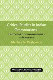 Critical Studies in Indian Grammarians I