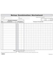 Quick Changeover: Setup Combination Worksheet