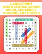 Large print word search, cross word, scramble vocabulary puzzle