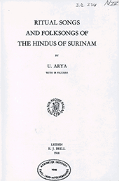 Ritual songs and folksongs of the Hindus of Surinam