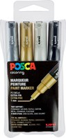 Uni POSCA paintmarker PC-1MC, 0,7 mm, etui met 4 stuks in geassorteerde metallic kleuren - Posca - 3296280033303