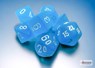 Frosted Mini-Polyhedral Caribbean Blue/white Dobbelsteen Set (7 stuks) - Chessex - 0601982040666