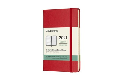 Moleskine 12 MND Agenda - 2021 - Wekelijks - Pocket (9x14 cm) - Scarlet Rood - Harde Kaft, niet bekend - Overig - 8053853606440
