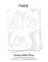 Vintage White Roses Stationery Paper - Crafterly Paperie - 9781636571324