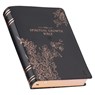 The Spiritual Growth Bible, Study Bible, NLT - New Living Translation Holy Bible, Faux Leather, Black Rose Gold Debossed Floral - Christianart Gifts - 9781639521302