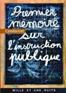 Premier mémoire sur l'instruction publique - Jean-Antoine Nicolas Condorcet - 9782755502817