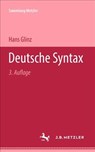 Deutsche Syntax - Hans Glinz - 9783476998040