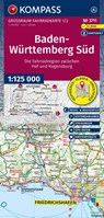 KOMPASS Großraum Fahrradkarte 3711 Baden-Württemberg Süd, die Fahrradregion vom Bodensee über das Allgäu bis zum Schwarzwald und der Schwäbischen Alb; mit Knotenpunkten 1:125.000 -  - 9783991544876