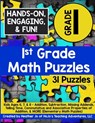 1st Grade Math Puzzles: Kids Ages 6, 7, & 8 - Addition, Subtraction, Missing Addends, Telling Time, Commutative and Associative Properties of Addition - Heather Jo - 9798879514308