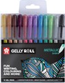 Sakura roller Gelly Roll Metallic, etui van 12 stuks in geassorteerde kleuren - Sakura - 8712079395728