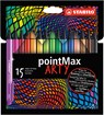 pointMax, hardtip fineliner 0.8 mm, ARTY etui met 18 nieuwe kleuren - STABILO - 4006381557498