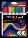 Pen 68 brush, premium brush viltstift, ARTY etui met 18 kleuren - STABILO - 4006381566940