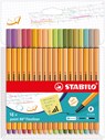 STABILO point 88 fineliner, kartonnen etui van 18 stuks in geassorteerde zachte kleuren - STABILO - 4006381579575