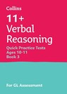 11+ Verbal Reasoning Quick Practice Tests Age 10-11 (Year 6) Book 3 - Collins 11+ - 9780008760502