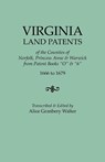 Virginia Land Patents of the Counties of Norfolk, Princess Anne & Warwick. From Patent Books O & 6, 1666 to 1679 - Alice Granbery Walter - 9780806350899