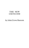 The New Criticism - John Crowe Ransom - 9780837190792