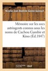 Memoire Sur Les Sucs Astringents Connus Sous Les Noms de Cachou Gambir Et Kino - Guibourt-N-J-B-G - 9782011910714