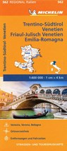 Michelin Trentino-Südtirol,Venetien, Friaul-Julisch Venetien, Emilia Romagna. Straßen- und Tourismuskarte 1:400.000 -  - 9782067228467
