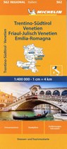 Michelin Trentino-Südtirol,Venetien, Friaul-Julisch Venetien, Emilia Romagna. Straßen- und Tourismuskarte 1:400.000 -  - 9782067228467