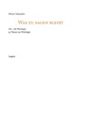 Was zu sagen bleibt - Werner Hamacher - 9783906050492