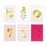 5 Geburtstagskarten im Set inkl. Umschläge in pink. Rosa Glückwunschkarten zum in DIN A6 mit edler Folienprägung in Gold. Klappkarten zum Geburtstag, Hochzeit, Geburt, Firmung, Konfirmation - Lisa Wirth - 9783961118120