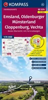 KOMPASS Fahrradkarte 3374 Emsland, Oldenburger Münsterland, Cloppenburg, Vechta mit Knotenpunkten 1:70.000 -  - 9783991543404